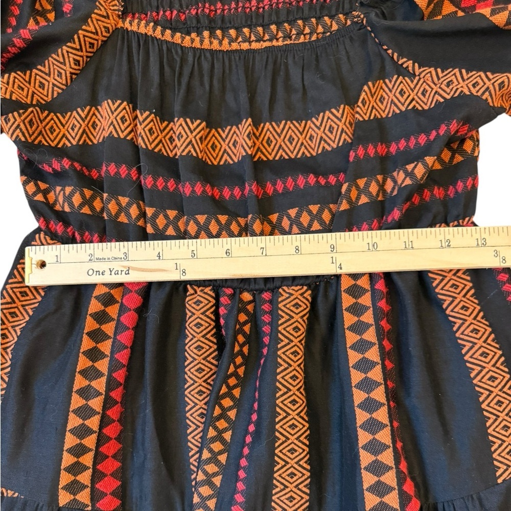 Sofia Cabo Mini Dress Long Sleeves Jacquard Woven Fabric Smocked Fall One Size - Picture 2 of 9